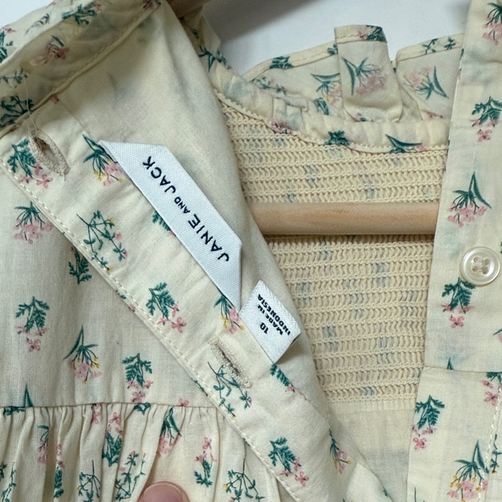 Janie and Jack Soft Yellow Dress with Green and Pink Floral Print - Picture 8 of 8